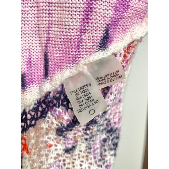 Elie Tahari Linen Cardigan with bright floral print women’s size small - Picture 6 of 7